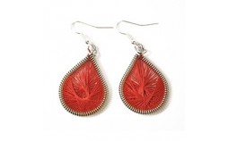 Boucles d'oreilles en fil de coton rouge